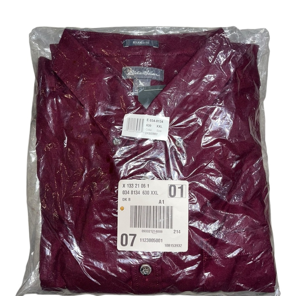 Eddie Bauer Dark Berry Burgundy Button-Up Shirt Size TXXL - Picture 2 of 4